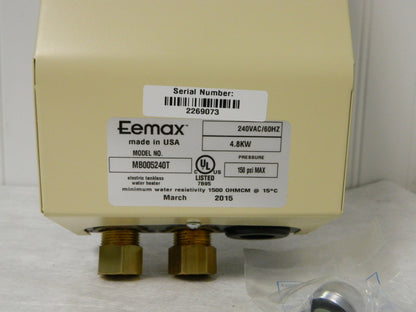 Eemax 240VAC Electric Water Heater 4.8 KW 20A Amp 12 Wire Gauge MB005240T