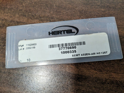 HERTEL Turning Insert 10ct SCMT 432ENAM HC125T, Carbide 1000335