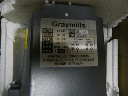 GRAYMILLS  3/1.5 Amp 115/230 Volt Immersion Machine  Recirculating Pump IMV25-E