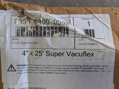 Hi-Tech Duravent Super Vac-u-Flex PVC Vacuum Duct Hose 25 Ft x 4 In I.D.