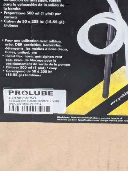 PRO-LUBE 8 Strokes per Gal, Polypropylene Hand Operated Transfer Pump PLP/02