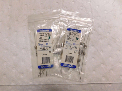Ferraz Shawmut Time Delay Mini Glass Fuse 250V 2.5A 10PK Lot of 2 GGA-V2-1/2