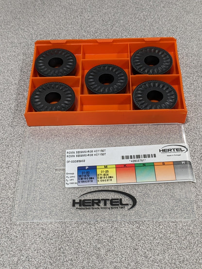 HERTEL Turning Insert: RCMX 3209M0–R08HC1150T, Solid Carbide Qty 5 42803791