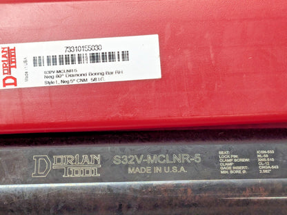 Dorian Tool Steel Indexable Boring Bar S32V-MCLNR-5 2.5620" Min 73310155030
