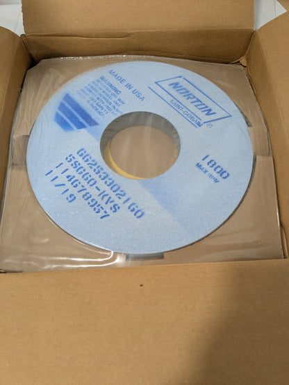 Norton Surface Grinding Wheel: 14" Dia, 1-1/2" Thick, 5" Arbor, 60G 66253302160