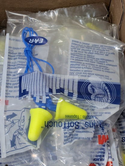 3M Earplug: 31dB, Foam, Cone, Push-In Stem, Corded  Box of 200 318-4001