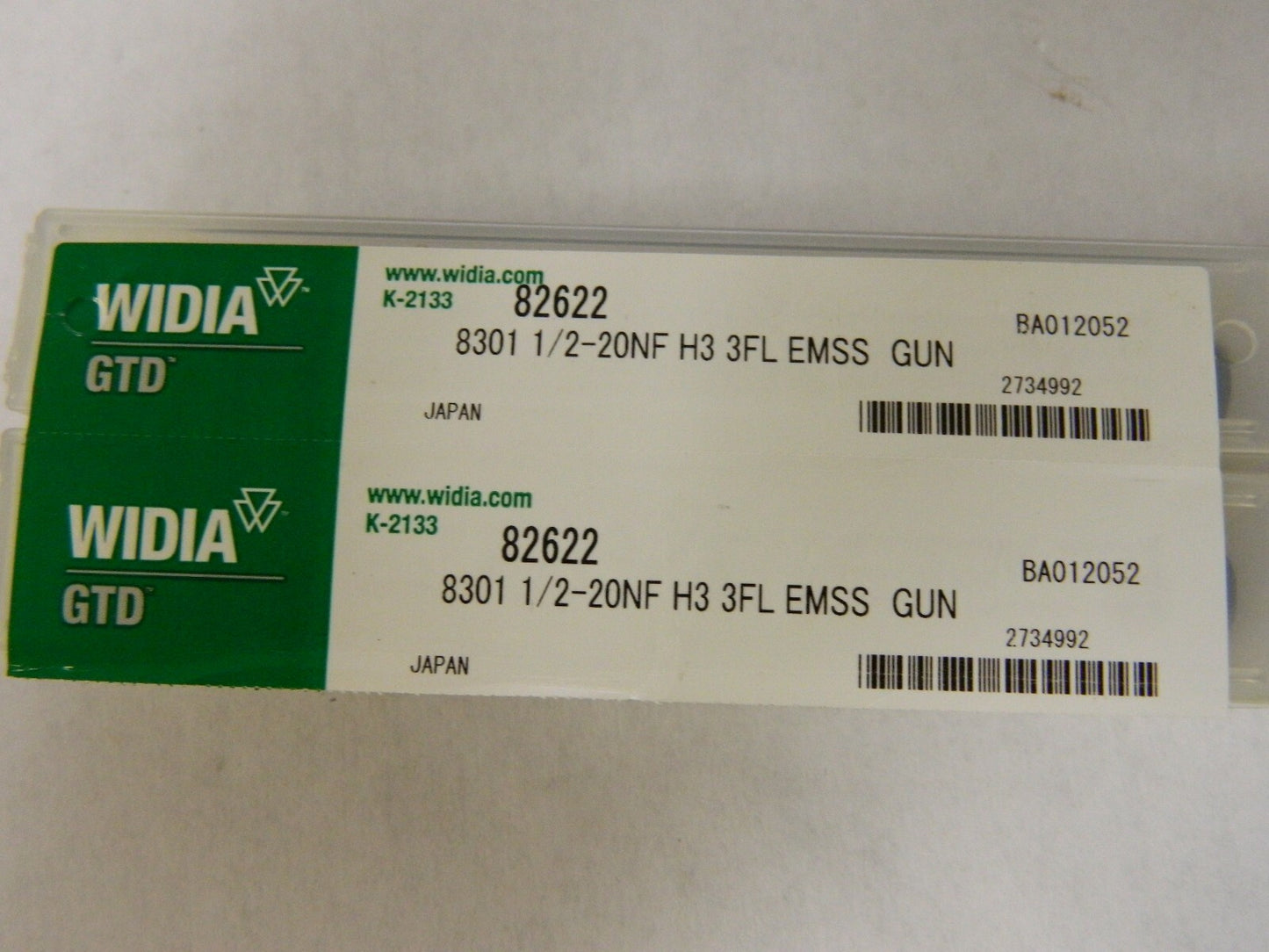 GTD 1/2-20 UNF 3B 3 Flute HSS Spiral Point Tap QTY 2 82622