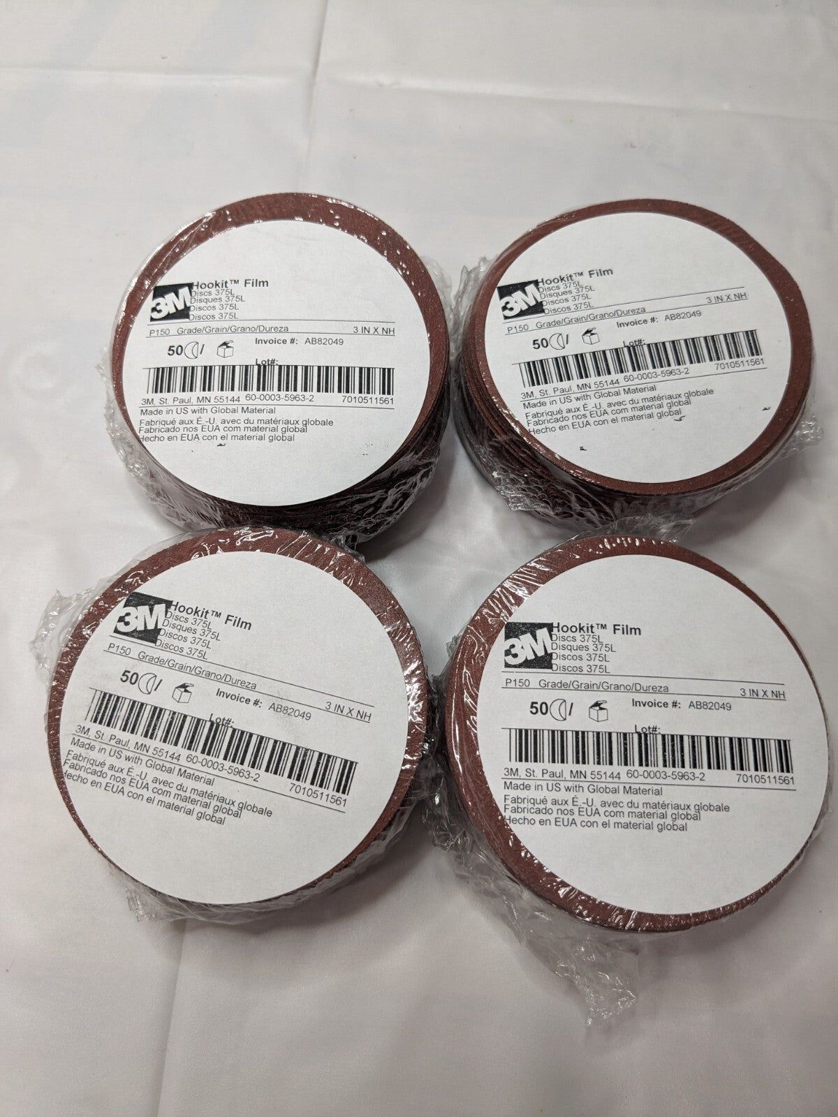 3M Hookit Film Discs 50pk 375L P150 3 in x NH Die 300V MI 7010511561