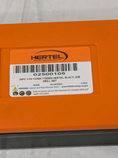 HERTEL Drill Bit Set: Jobber Length Drill Bits, 28 Pc, 118 ° 02500106 INCOMPLETE