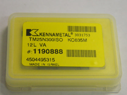 Kennametal 3mm P Internal Thread ISO Standard TM25 KC635M Grade Th QTY 2 3031753