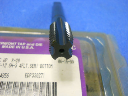 Vermont Tap & Die #330271 9/16"-12 GH-3 4FL Semi Bottom Taps USA