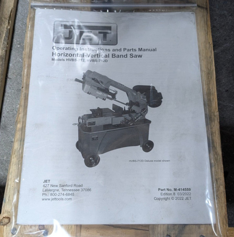 Jet 7x12" Horizontal &amp; Vertical Bandsaw 115V 3/4HP HVBS-712D   *Shippin