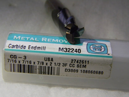 Metal Removal 7/16" x 7/16" x 7/8" x 2-1/2" 3FL Single End M
