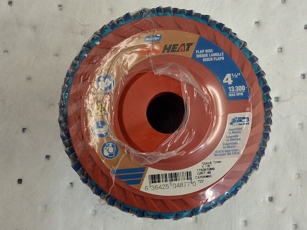 Norton Ceramic Flap Discs 10pk Type 27 4-1/2" x 7/8" 63642504877