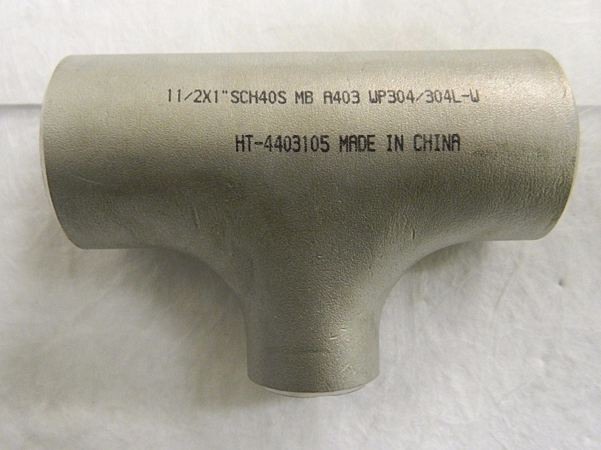 Merit Brass 1-1/2 x 1" 304L Stainless Steel Pipe Tee  04406-2416