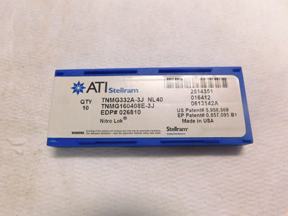 ATI Stellram Carbide Turning Inserts TNMG332A-3J Grade NL40 Qty 7 026810