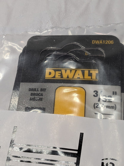 DEWALT Jobber Length Drill Bit: 3/32 Dia, 135 °, Cobalt Qty 10 DWA1206
