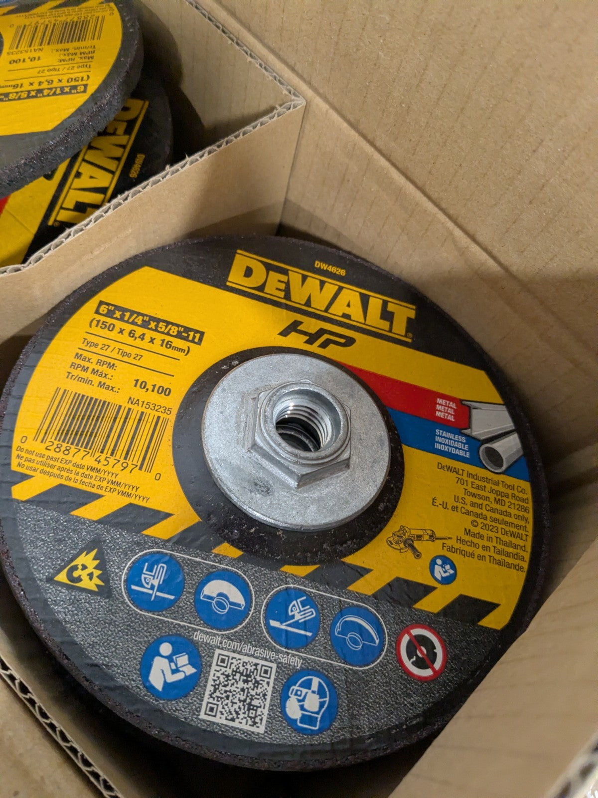 DeWALT Depressed-Center Wheel: 6" Dia, 1/4" Thick, 5/8-11 Hole Qty 10 DW4626