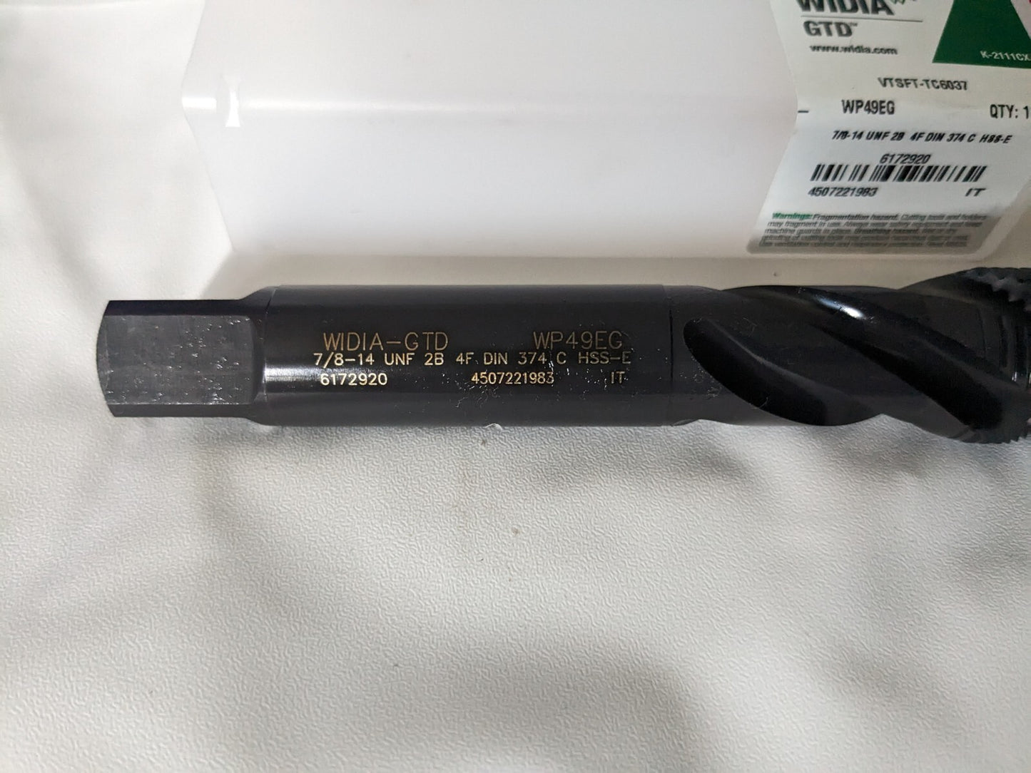 Widia Spiral Flute Tap: 7/8-14, UNF, 4 Fl 6172920