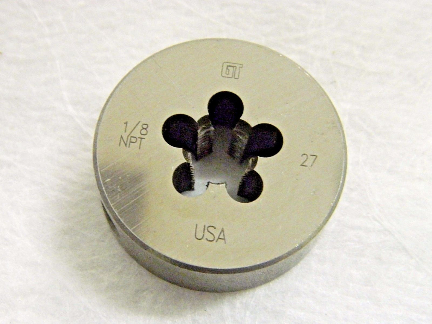 Vermont Tap &amp; Die Carbon Steel Round Die 1/8-27 UNS x 1-1/2" OD 405251