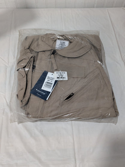 PROPPER Flight Suit Sz 44 Long, Tan, Zipper Closure, 6 Pocket F51154622144L