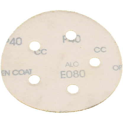 Hook & Loop Disc: 5" Dia, 40 Grit, Coated, Aluminum Oxide box of 50