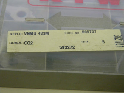 RTW Carbide Inserts VNMG433M Grade CQ2 Qty 5 593272