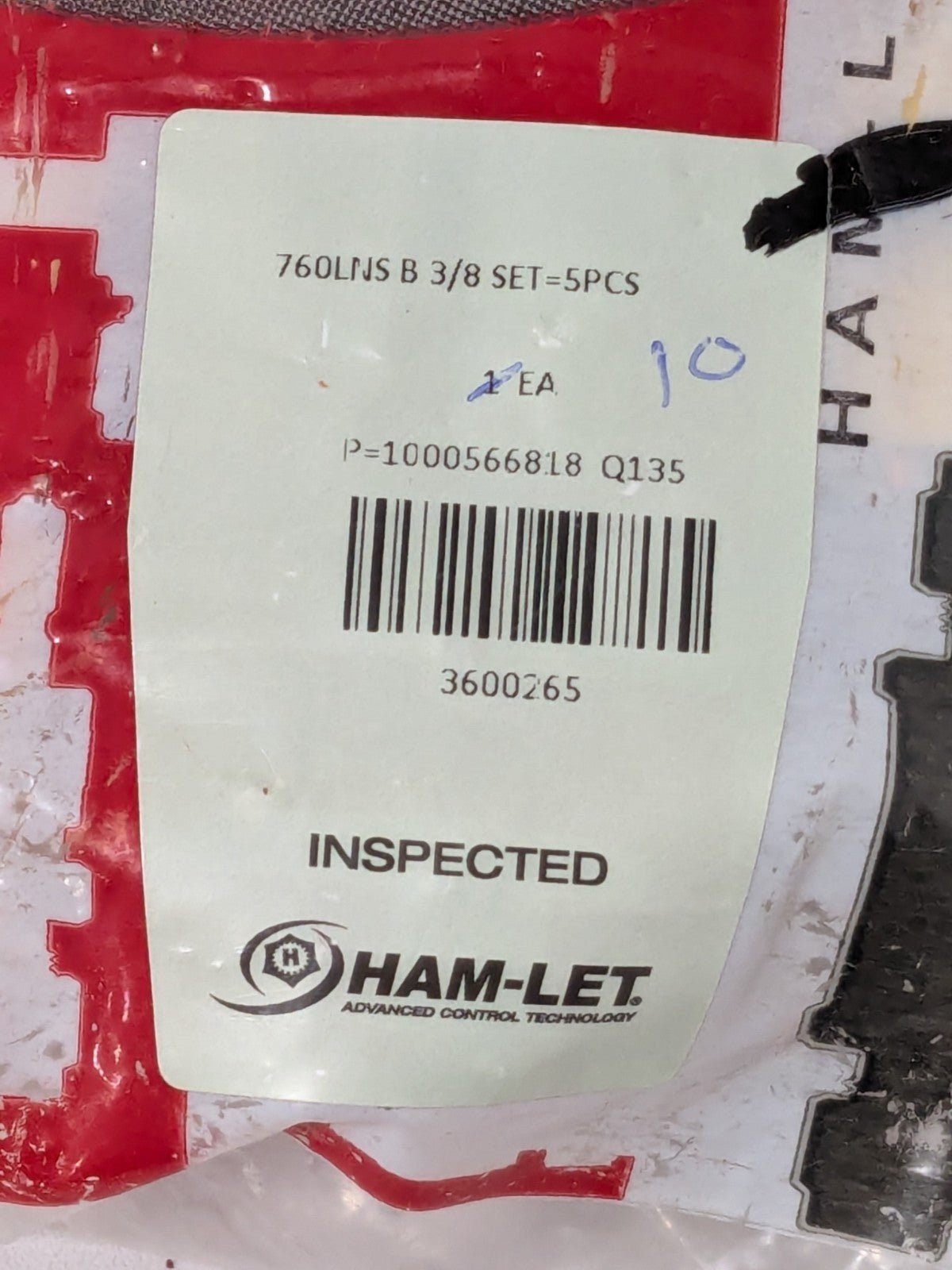 Ham-Let 3/8 COMPRESSION NUT AND FERRULE BRONZE Qty 10 760LNS B 3/8 SET