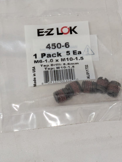 EZ Lok M6-1.0 Carbon Steel Insert For Metal Qty 10 450-6