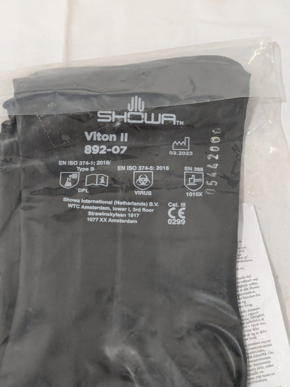 SHOWA Chemical Resistant Gloves: 12.00 mil, Viton Sz S 892-07