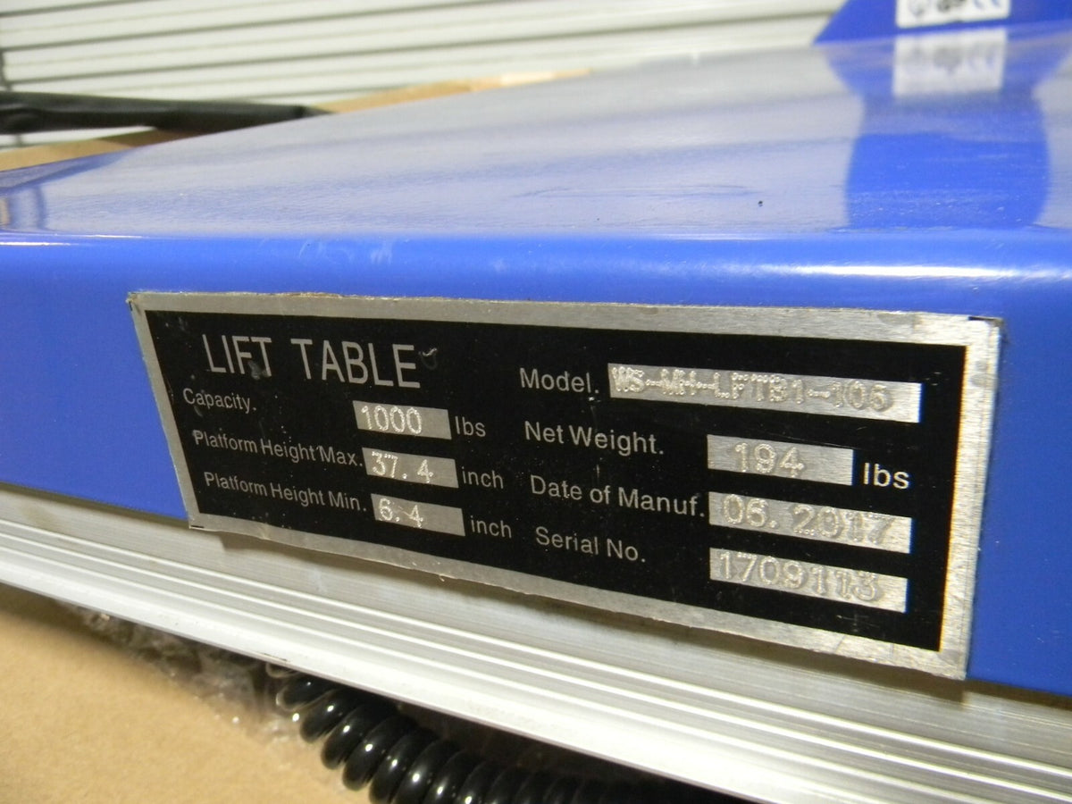 WorkSmart Electric Scissor Lift 1000 lb Cap. 36" x 24" Platform MISSIN