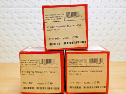 Superior Abrasives Stick-On PSA Resin Cloth Discs 1" Diam 50 Grit Qty 300 1