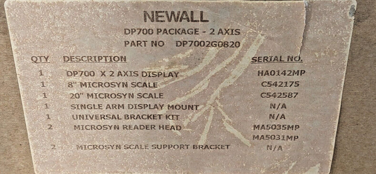 NEWALL Grinding DRO System 2 Axes 8" X 20" DP7002G0820