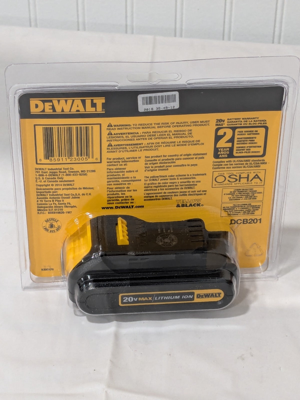 DeWalt 20V MAX Li-Ion Compact Battery Pack (1.5 Ah) DCB201