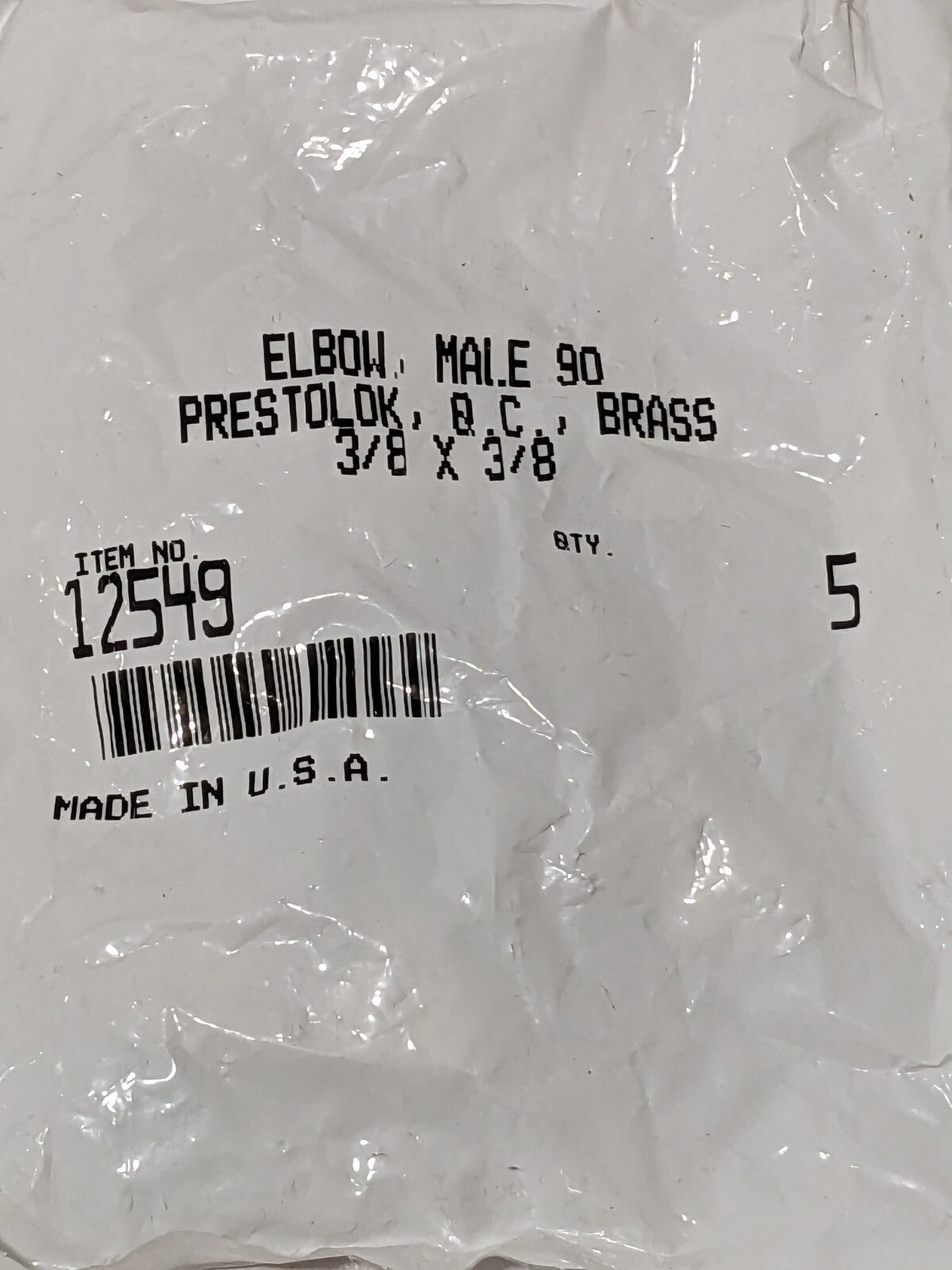 PARKER Push-to-Connect Tube x MNPT x Tube x Male Fitting: 3/8" OD Qty 5 12549