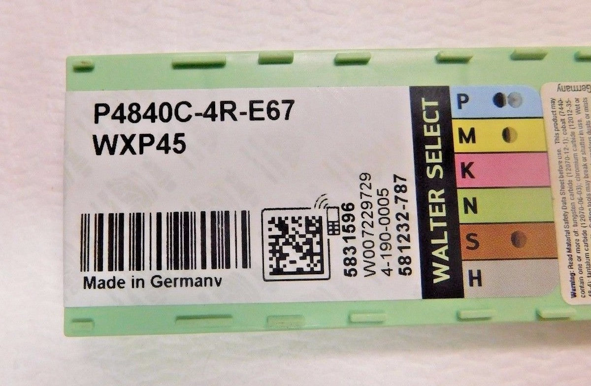 Walter Carbide Xtratec Drill Insert P4840C-4R-E67 Grade WXP45 Qty 3 5831596