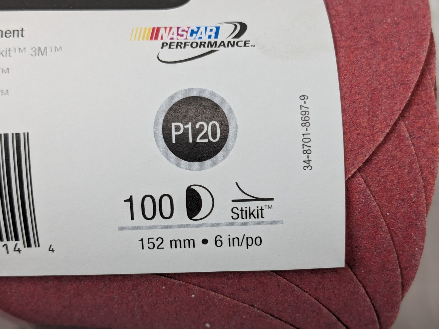 3M 6" Red Abrasive Disc Roll 01114 P120 Aluminum Oxide 7000119771