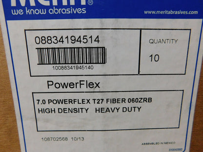 Merit 7" x 7/8 AH 8,600 RPM Flat High Density PowerFlex Discs QTY 10 08834194514