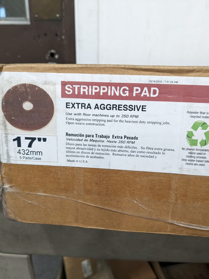PRO SOURCE Maroon Extra HD Floor Stripping Pads: 17" Diameter Qty 5 PS-430517