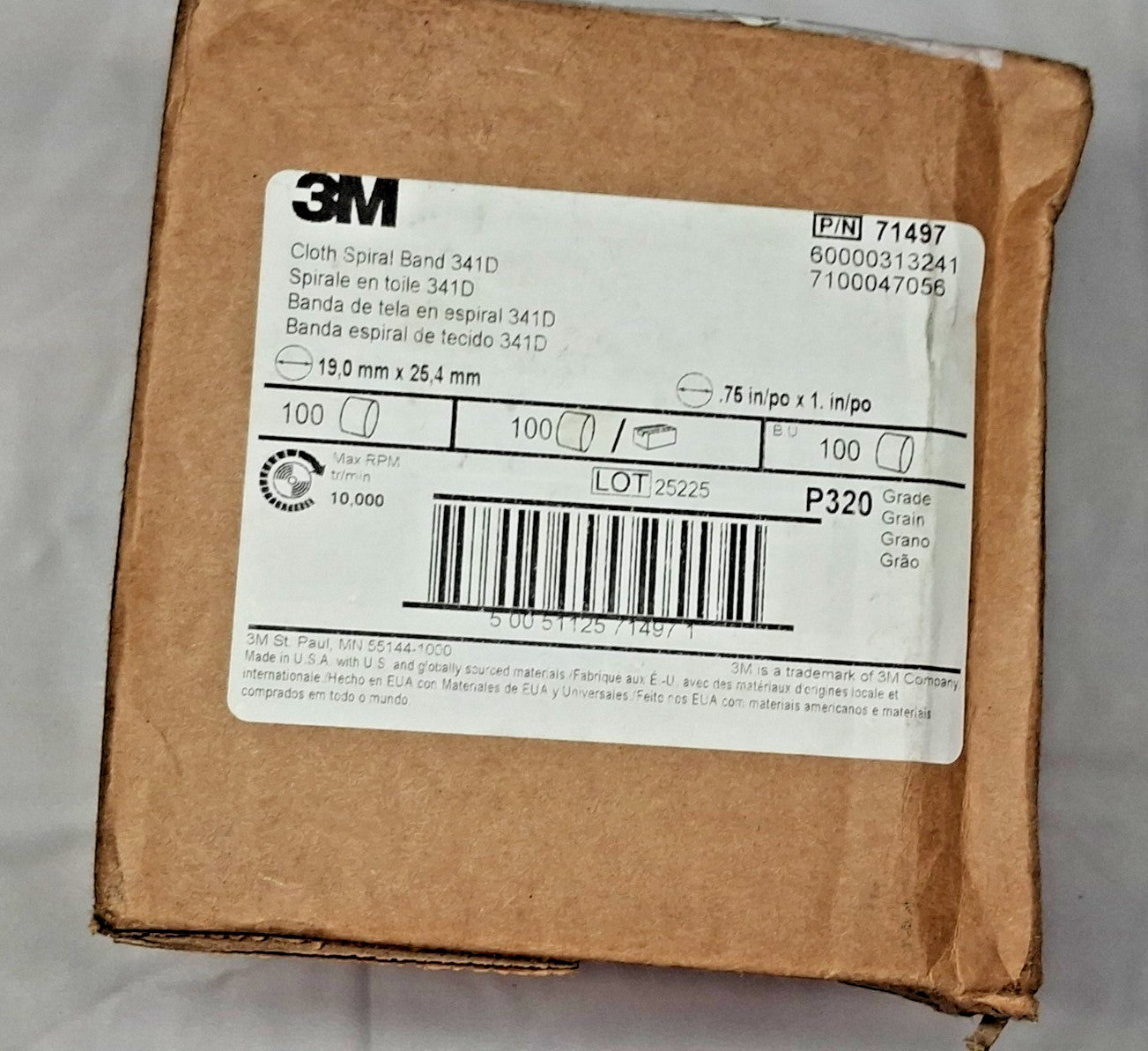 3M Spiral Aluminum Oxide Bands Extra Fine 320 Grit QTY104 7100047056