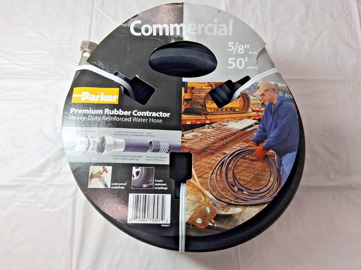Parker Black Rubber Garden Hoses 50 ft 3/4" GHT Thread 125 psi PR5850