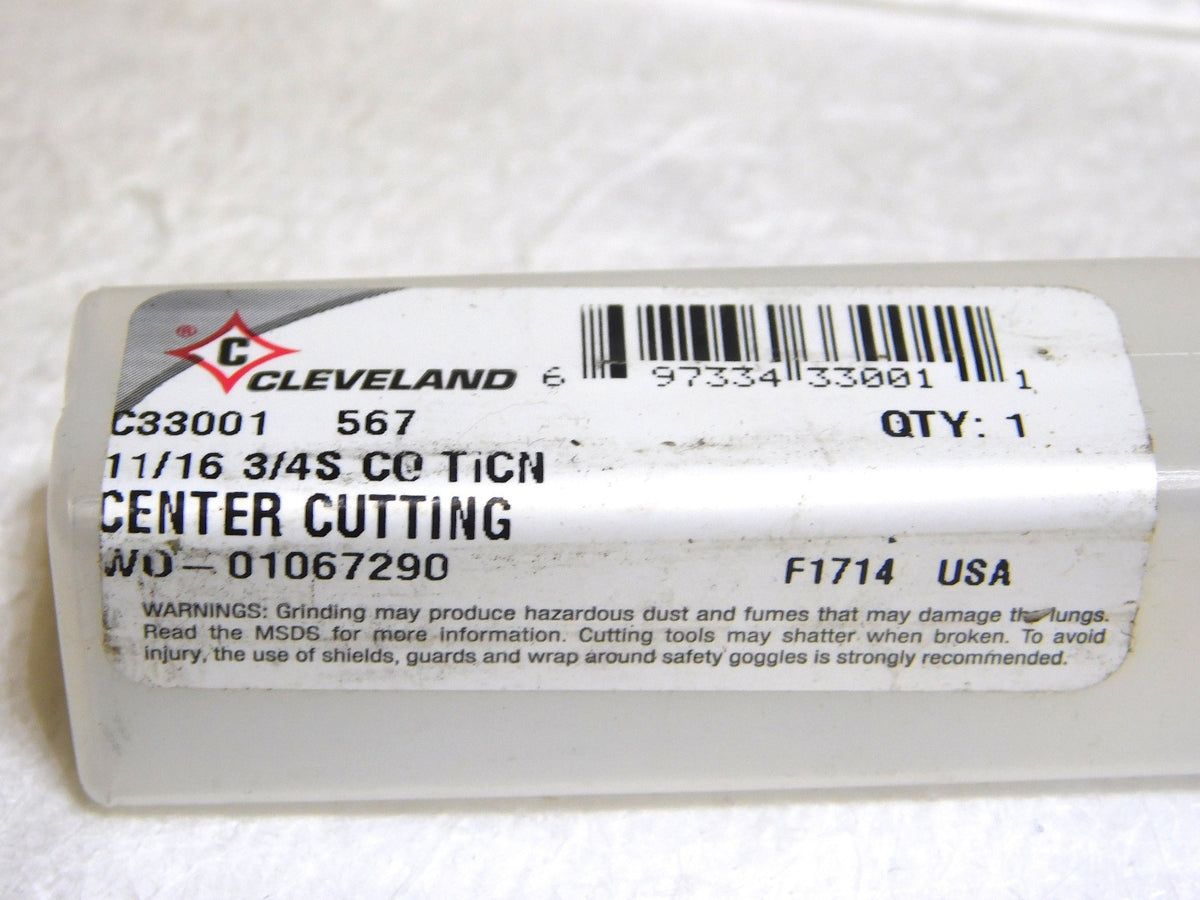 Cleveland Cobalt Dbl End Finishing End Mill 11/16 Dia 4Fl 5.625" OAL C33001