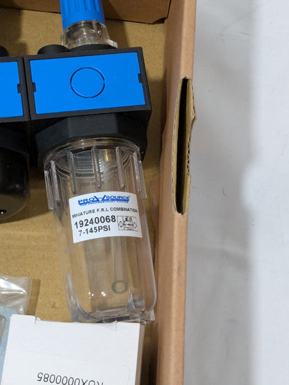 PRO-SOURCE FRL Combination Unit: 1/4 NPT, Mini with Pressure Gauge 19240068