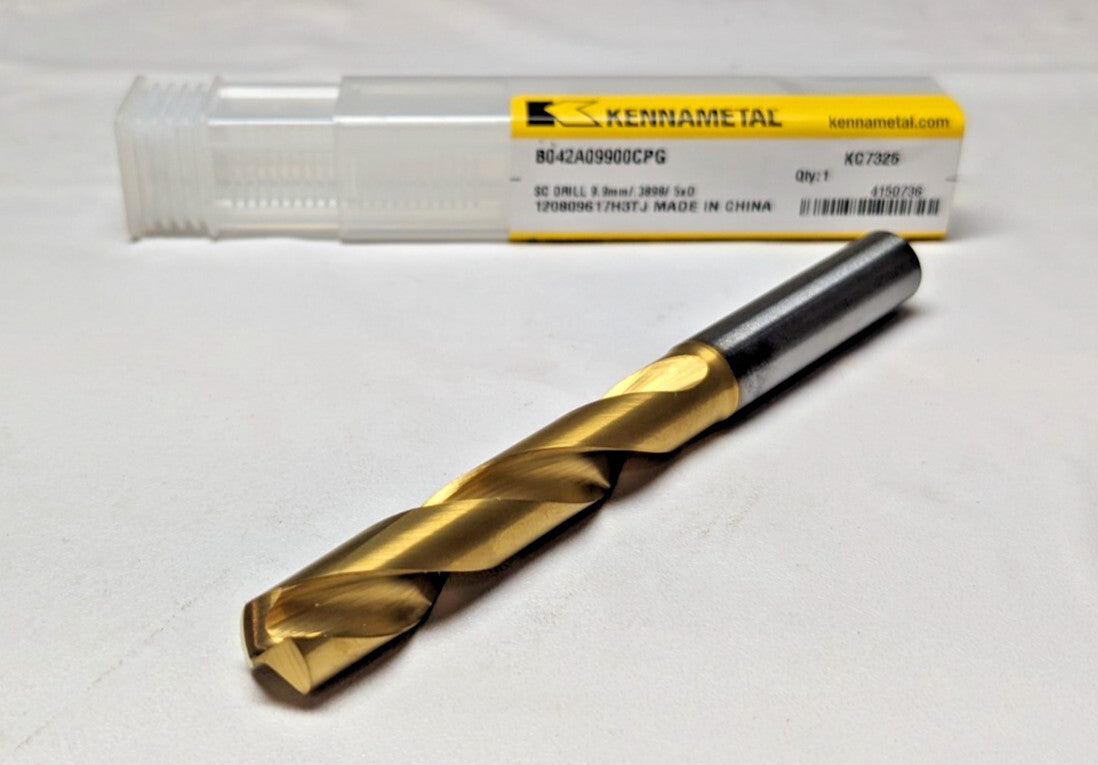 KENNAMETAL Jobber Length Carbide Drill Bit 9.90mm   103mm OAL  140 deg  4150736