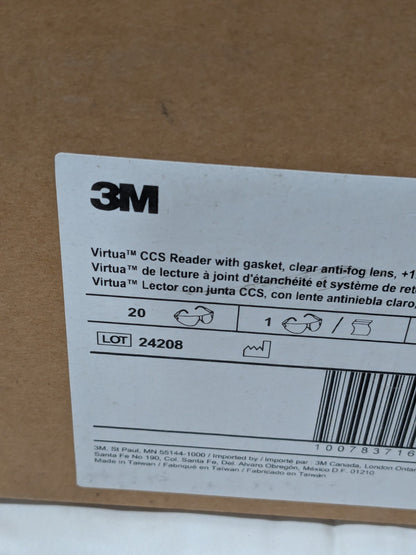 3M Magnifying Safety Glasses: 1.50, Clear Lenses Box of 20 7100046796
