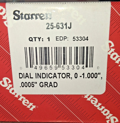 Starrett Dial Drop Indicator 1.0000" Max Measurement 0-50 Dial Reading 53304