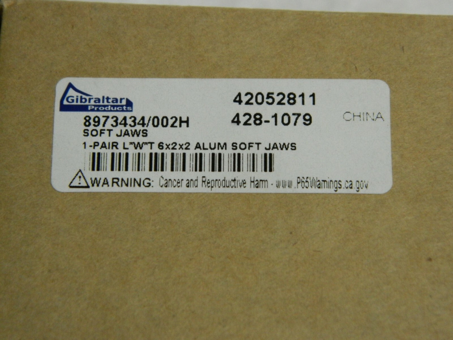 Gibraltar 6" Wide x 2" High x 2" Thick, Flat/No Step Vise Jaw 1 Pair 428-1079