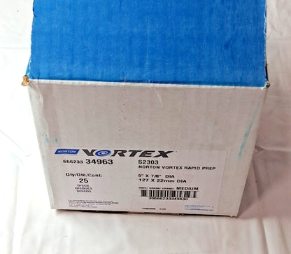Norton Aluminum Oxide Hook & Loop Disc 5" Dia, 7/8" Hole Non-Woven 66623334963