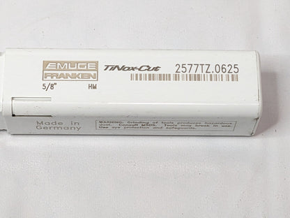 Emuge TiNox-CUT Square End Mill Axial Through Coolant 2xD 5/8"D 5FL 2577TZ.0625