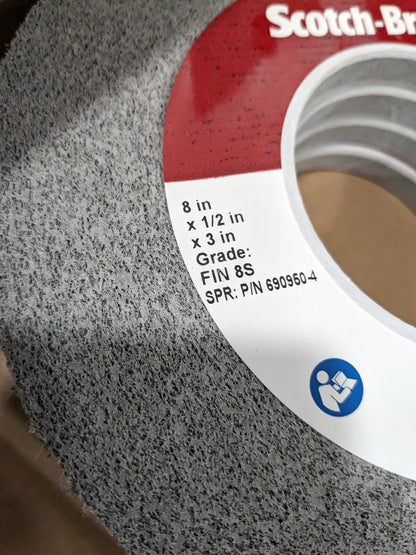 3M EX2 Deburring Wheel, 8 in x 1/2 in x 3 in 8S FIN, Qty 4 7010366637